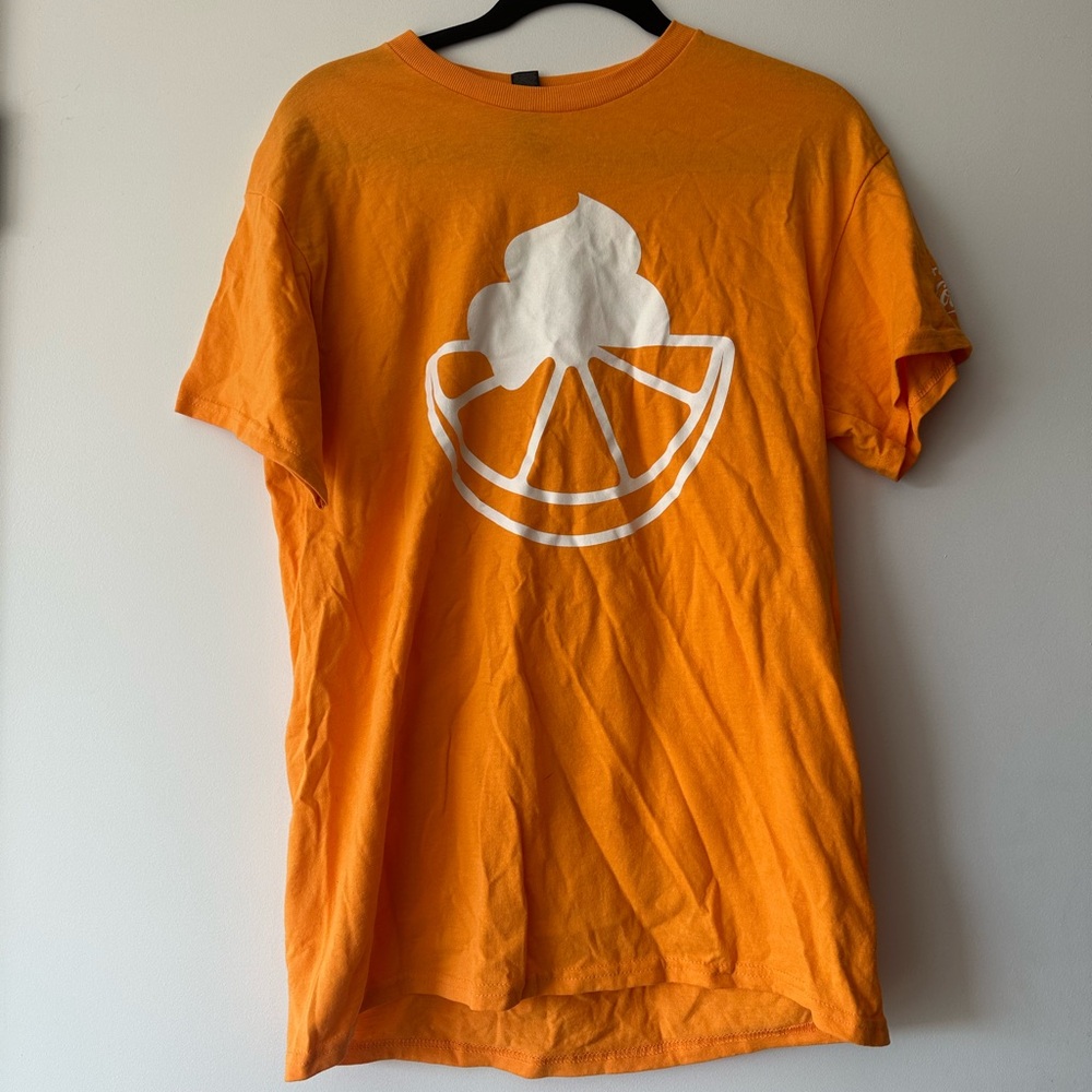Gildan Bright Orange Tee with White Citrus Design (Orange Cream Coca-Cola)